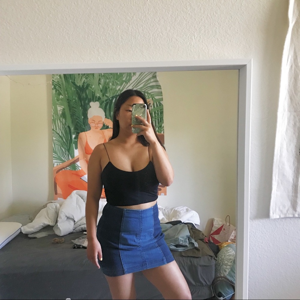 two toned denim skirt